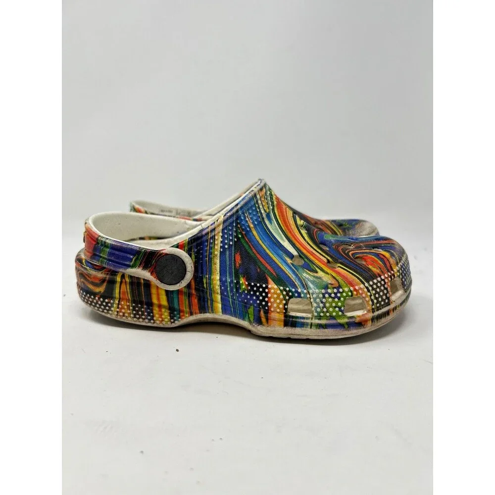 CROCS Classic Clogs Kids Multicolor Psychedelic Swirl Pattern Size C12